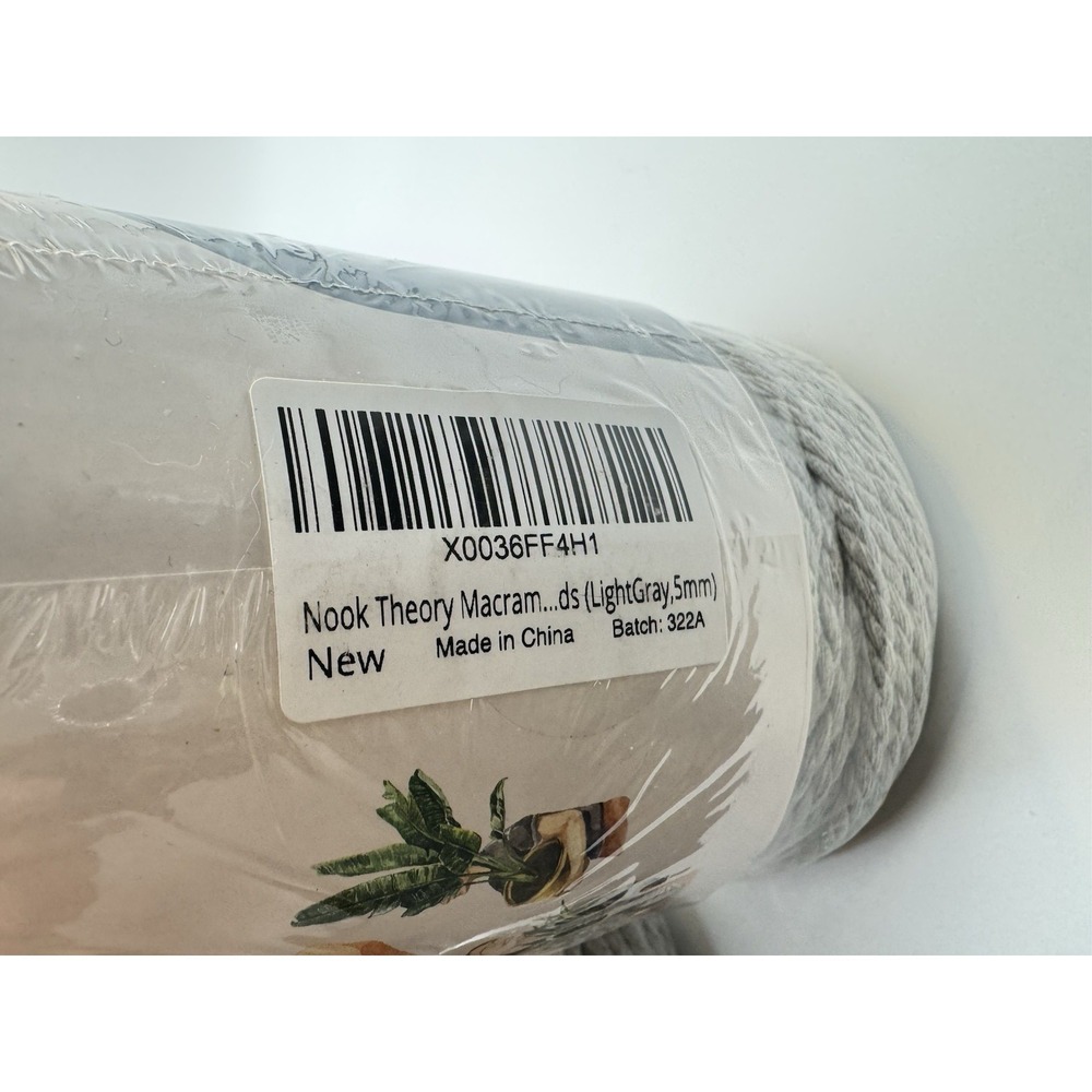 Macrame Cord 5mm Light Gray 3 Rolls 327 Yards Cotton Rope Lot 322A New - Picture 4 of 9
